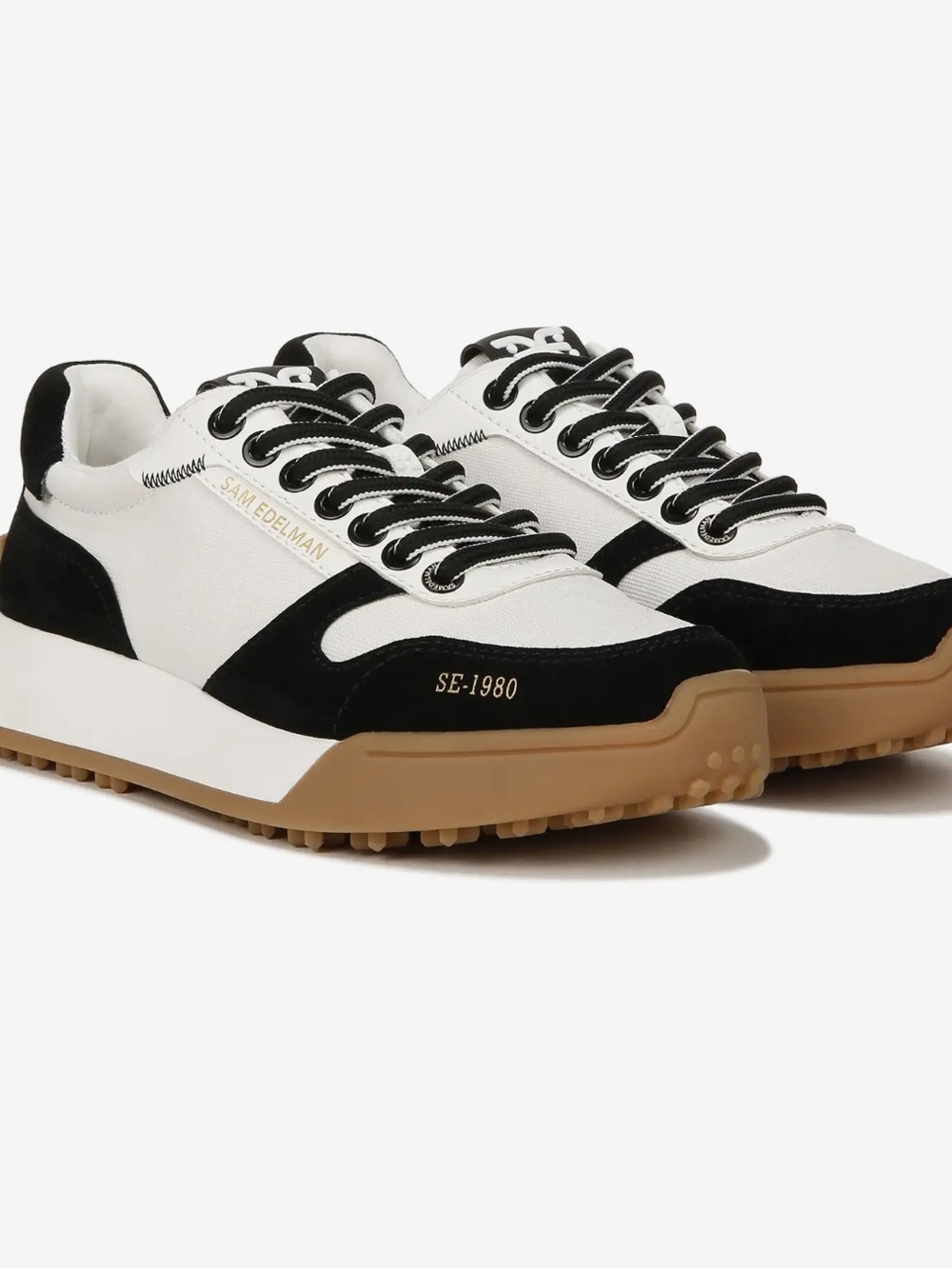 Sam Edelman SE-1980 White & Black Women’s Low-Top Sneakers